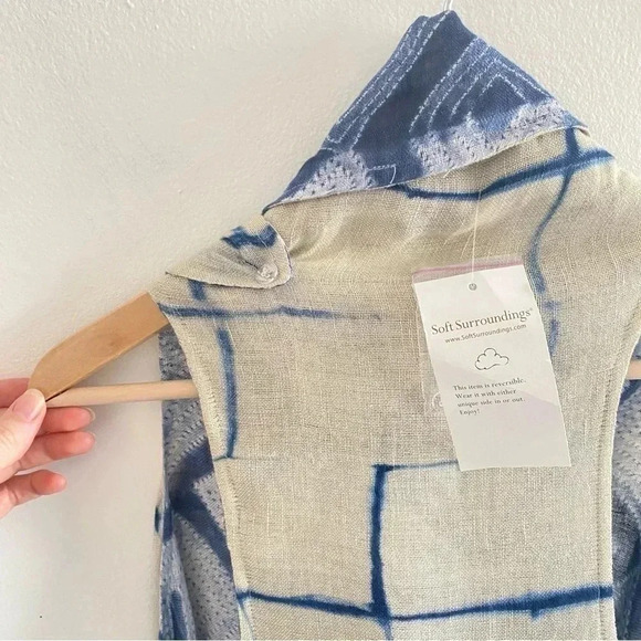 NWT Soft Surroundings indigo desert gauze linen vest reversible - Picture 11 of 12